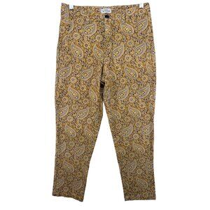 House of St Clair Womens Pants Sz 28 Gold Paisley Tapestry Floral Luxe Bohemian